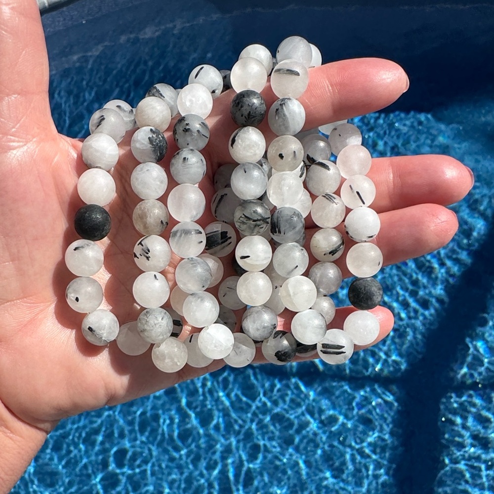 Gorgeous Matte Tourmaline Bombshell Beads Original Bracelets - 7-8 cm wrist